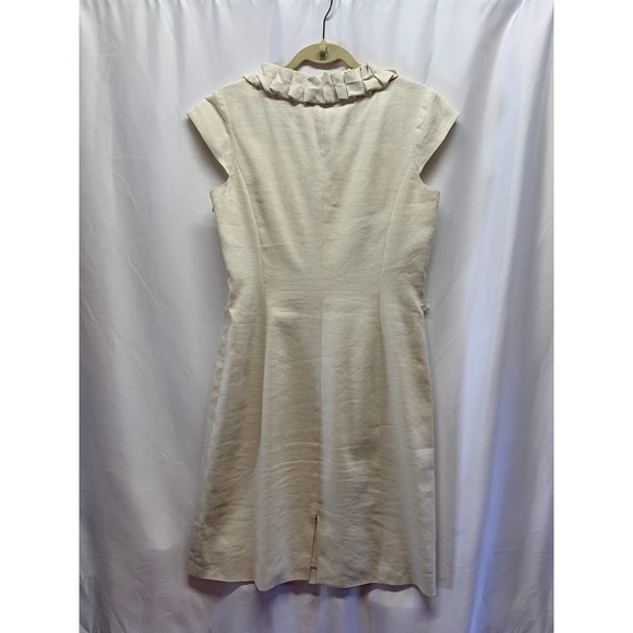 Antonio Melani Cream Sheath Linen Blend Dress with Belt Size 8 (KH66) - Picture 5 of 7